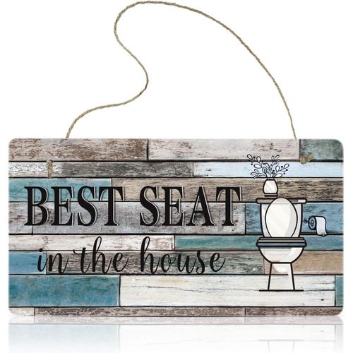 Funny Bathroom Decor Sign Best Seat in the House Wall Art Sign Hanging Wall Art Sign Home Bathroom Decor, 11.8 * 5.9 Inch