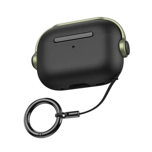 Case with Secure Lock, Music Headset Earphone Protective Case Cover Compatible with for AirPods 4 (Black/Green)