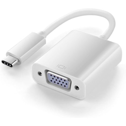 TNP USB Type C to VGA Adapter - USB-C 3.1 Male to VGA Female 1080P Video Adaptor Converter Cable Wire Cord Plug Connector (White)
