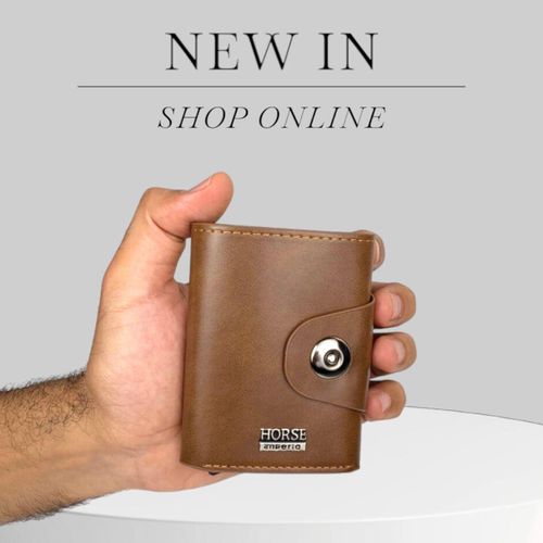 Mens and Women's Leather Card Wallet Size 11 * 8 cm Wallet with 5 Inner Pockets for Small Size Cards by Fo* Casual (Solid Brown)