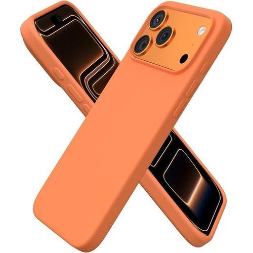 Ornarto iPhone 17 Pro Max 6.9 inch Slim Shockproof Liquid Silicone 3 Layers Rubber & Soft Gel with Anti-Scratch Microfiber Lining, Dusty Orange