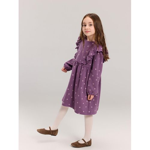 Crew Neck Polka Dot Girl Dress