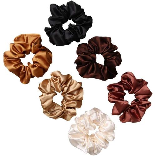 Yashunbei 6 Pcs Satin Elastic Soft Scrunchies - Ponytail Holder Hair Ties for Girls & Ladies - Random Colors