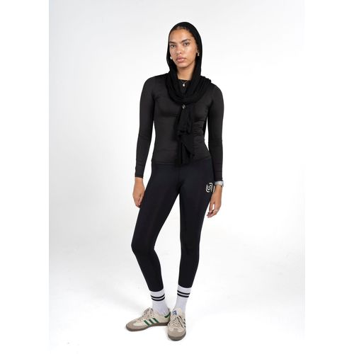Sportswear Women'S Black Boat Neck Long Sleeve Top - Black