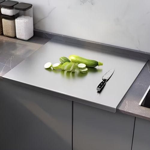 Stainless Steel Cutting Board for Kitchen 30*40cm Double-Sided Use Non SliCutting Board with Counter Fixing Edge Suitable for Meat Vegetable Fruit Bread Dough