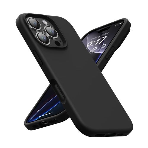 Liquid Silicone Protective Case with Soft Microfiber Lining for iPhone 16 Pro Max - Black