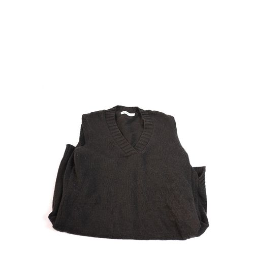 basic wool winter pullover no sleeves for women-black-l