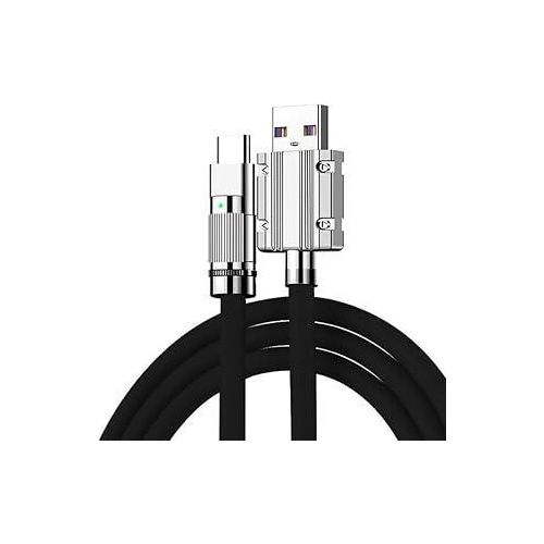 TipC Type-C USB Fast Charging Cable 120W 480Mbps Data Transfer 1M Liquid Silicone Cord Compatible with Android Devices - LED Light