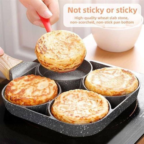 4-in-1 Non-Stick Granite Pancake & Egg Pan: Multi-Section Breakfast Skillet for Fun Shapes Without the Mess