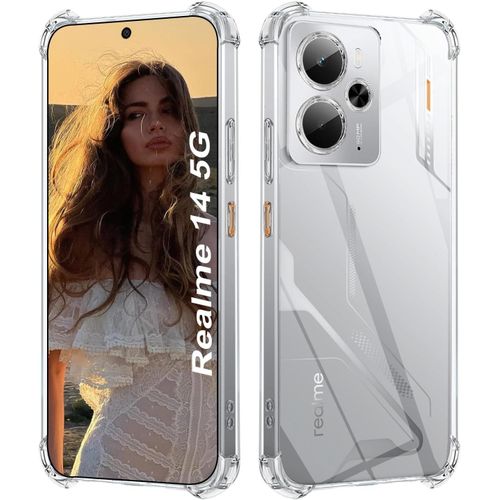 Case Compatible with Realme 14 5G/Realme 14T 5G Mobile Phone Case, with Shockproof Airbag Bumper, Comprehensive Protection, Ultra Thin Soft TPU Silicone Protective Case - Transparent