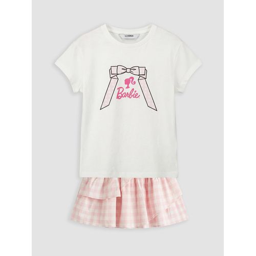 Barbie Printed Girls T-Shirt And Skirt