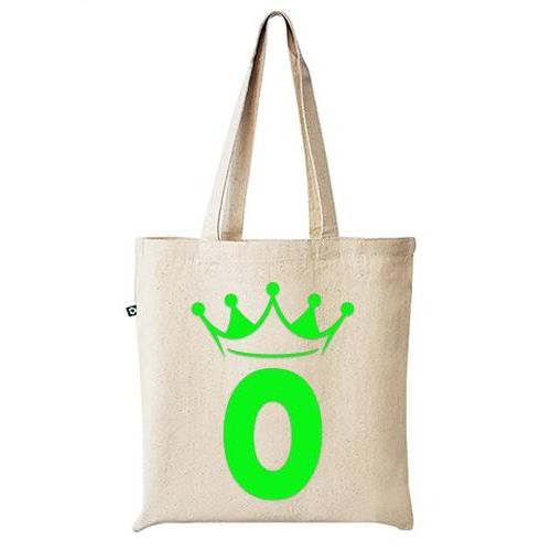 tote bag white High quality 100% lines handbag white distinctive design and shapes, multi-use (travel/lecture/club/work), letter O green crown