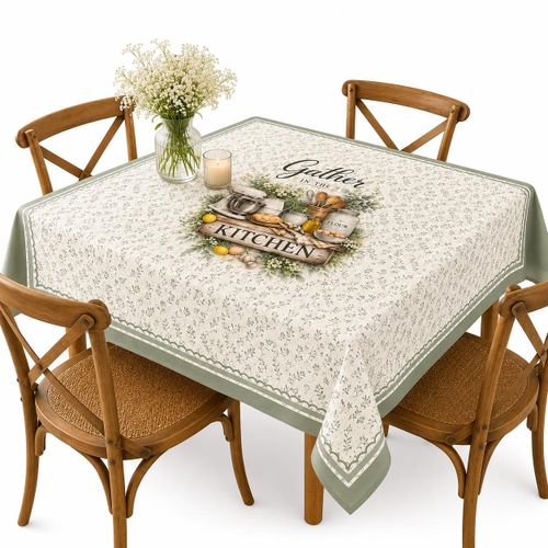 Sabea Luxury Cotton Tablecloth (240*140 cm) – Rectangular Dining Table Cover for Kitchen - Dining Room – Elegant Kitchen Floral Design – Easy to Clean -Perfect for Daily Use