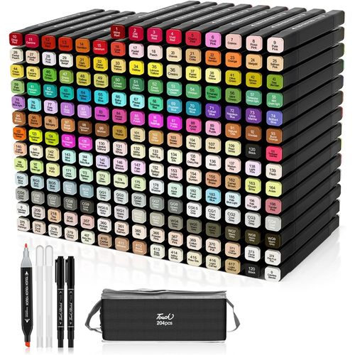 204 Colors Dual-Tip Art Marker Set