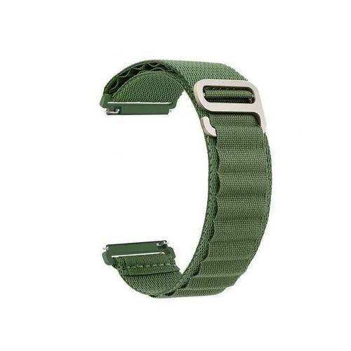20mm Stretch Nylon Metal Alpine Loop Woven Strap For Oraimo Tempo S2 OSW-11N- Smart Watch - With Titanium G Hook Olive Green