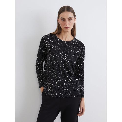 Crew Neck Patterned Blouse
