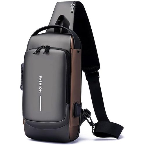 TS WITH TECHSUN Waterproof Polyester Slim Unisex Crossbody Sling Bag Chest Backpack Men's Shoulder Bag, Leisure Travel Handbag, Hard Shell Anti-Theft Chest Bag