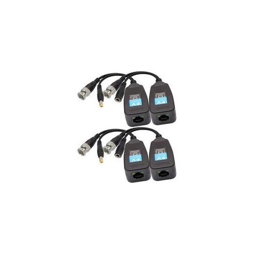 Video Balun RJ45 to BNC Transceiver Transmitter HD-CVI/TVI/AHD/CVBS with Power Connector for 1080P 3MP 4MP 5MP 8MP CCTV Security DVR Surveillance Camera System (2Pairs)