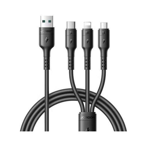 3-in-1 Fast Charging Cable – USB to Type-C, Lightning & Micro-USB Multi-Charger JR S-A61 – Black