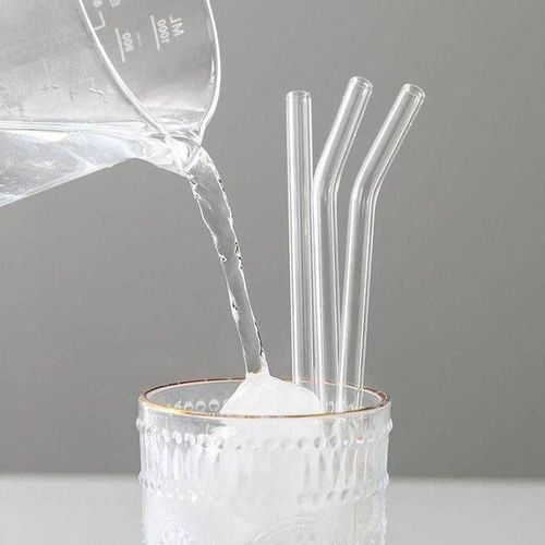 Glass Shalimo 6 Pcs, Heat Resistant Shalimo, Transparent Shalimo, Reusable Shalimo, Glass Transparent Straw , Glass Drinking Tube, Non-disposable Shalimo, Glass Shalimo Plus 1 Brush For Cleaning, Shalimoh After Use