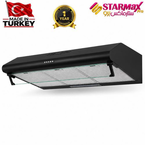 Built-In Flat Cooker Hood,90cm 2 Motors, 3 Speeds, Aluminum & Carbon Filters, LED Light, Black, 1-Year Warranty - SM-90F BL-CLASSIC