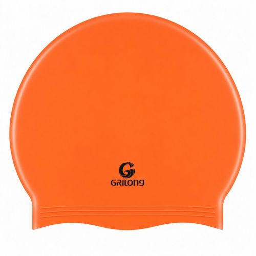Silicone Swim Cap for Adults, Waterproof Stretch Swimming Cap for Men & Women, Comfortable Long Hair & Short Hair Swim Hat - Orange