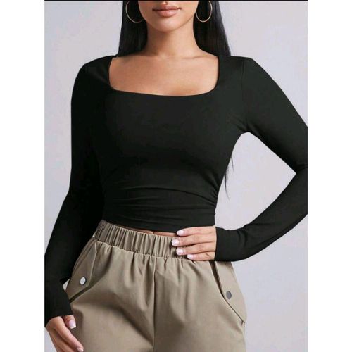 Stretch basic square cotton - two layers long sleeve with finger hole