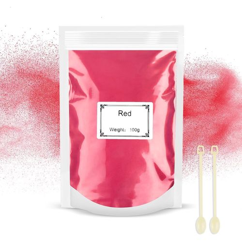 100g Mica Powder - Metallic Epoxy Resin Pigment and Dye for Soap, Slime, Bath Bombs, Candles, Jewelry Making (Red)