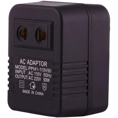 110V To 220V 50W AC Power Socket Adapter, EU/US Plug To US Plug(Black)