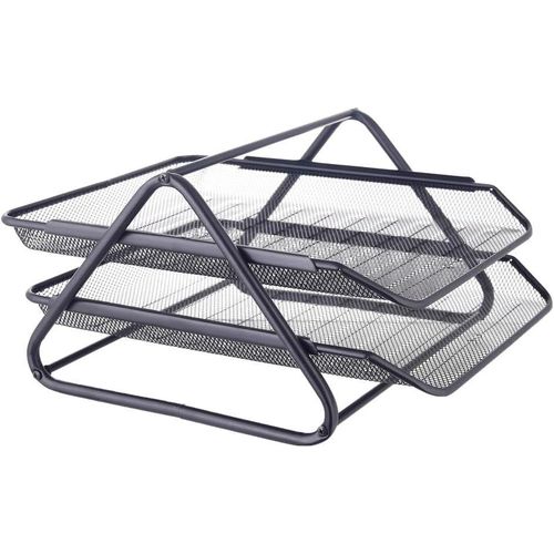2 Tier Metal Desk Organizer - Black 2002