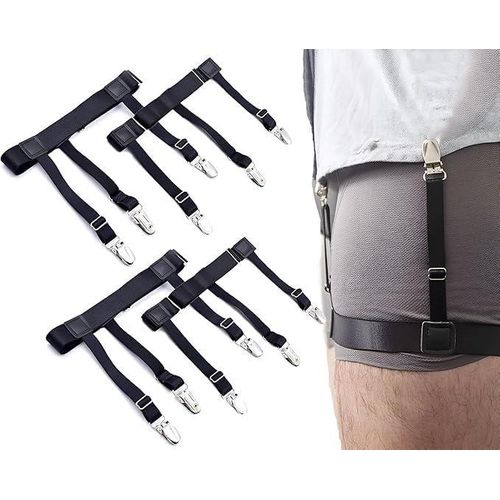 Professional Men's Shirt Stays with Adjustable Elastic Straps and Non-Slip Clips, Dress Shirt Holder for Keeping Shirts Tucked, Suitable for Suits, Formal Clothes and Business Attire