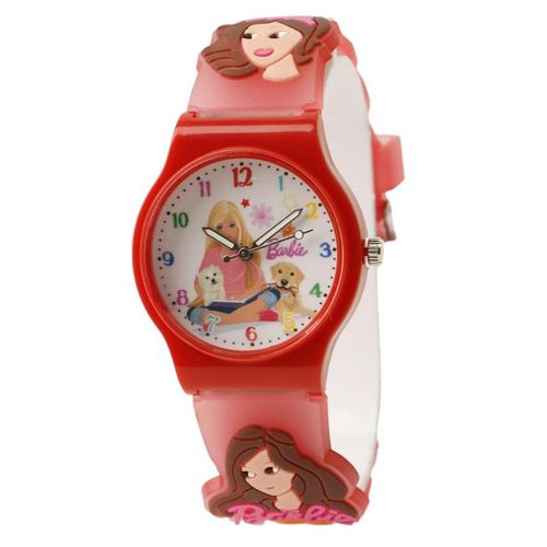 Kids’ Analog Watch for Boys and Girls with Pink and Red Silicone Strap, 3D Cartoon Design and Quartz Movement