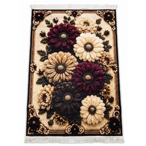 7D Luxury Floral Area Rug 2 x 3 – Classic Large Flower Carpet with Elegant Botanical Design for Living Room Bedroom & Home Décor