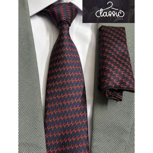 Imported Turkish-made Hermes brand necktie, 7cm, with a handkerchief, Turkish jacquard fabric.