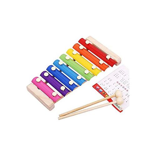 Wooden Xylophone Baby Musical Toy Instrument Piano With 8 Colo Metal Key With 2 Child Safe Mallets For Kids Toddlers