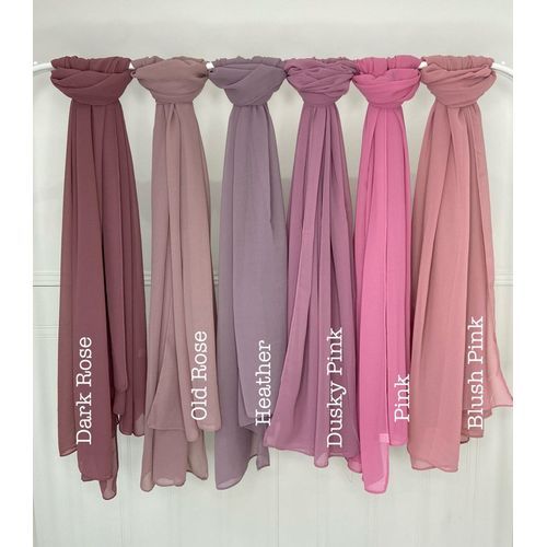 Bundle Of Six Plain Casual Chiffon Scarf Big Size - Multicolor