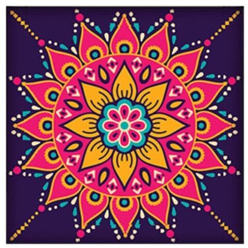 Red Mandala Square Tableau 30 Cmx30 Cm