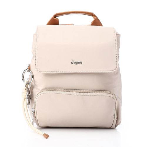 Solid Pattern Backpack - Beige