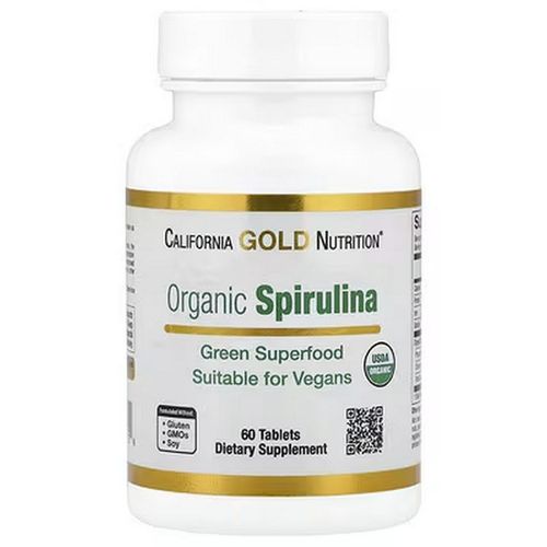 Organic spirulina with phycocyanin and chlorophyll, 60 tablets