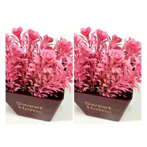 Artificial Small Flower Pot Set Of 2 Pieces Made In Turkey