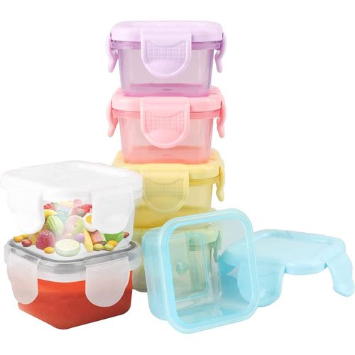 Set of 4 Mini Sauce Containers with Airtight Lid Leakproof Plastic Sauce Containers - Ketchup Honey Snacks Storage Containers for Small Snacks Easy to Use Daily Carry for School Work