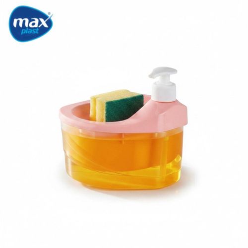 2-in-1 Soap Dispenser with Loofah Holder – Kitchen Sink Organizer, Sponge Holder & Refillable Liquid Soap Pump