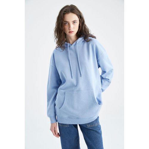 Woman Hooded Oversize Fit Sweat Shirt - Blue