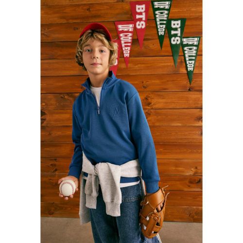 Boy Half Turtle Neck New Regular Fit Sweat Shirt - Blue