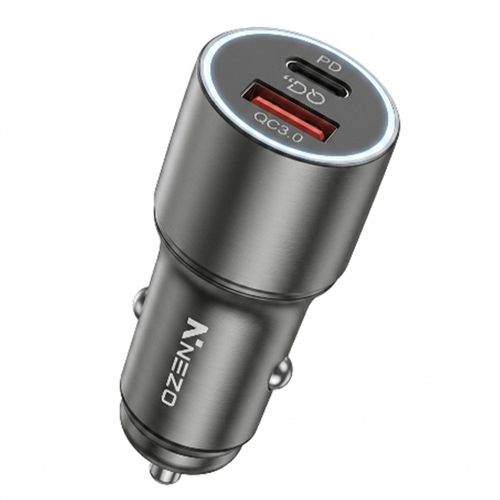 Car Charger – N-CC103 38W Super Fast Charging – USB-A + USB-C – Dual Port – LED Light- black