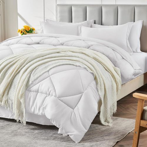Fiber Quilt Set - Consists of a Quilt and 2 Pillowcases 50*70 (White, 180X230)