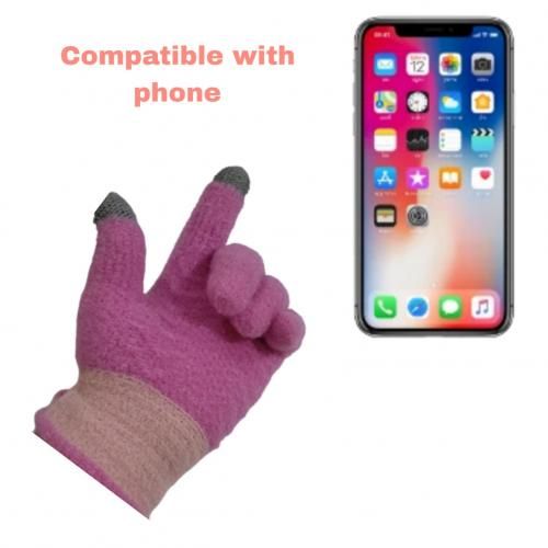 Winter Fashion Gloves Warm Winter, Fingers TOUCH SCREEN COMPATIBLE - PINK
