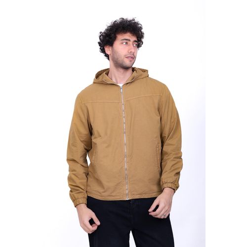 Gabardine Bomber Hoded Jacket 6001-Camel