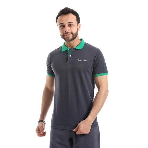 Double Colored Black Navy And Green Comfy Polo