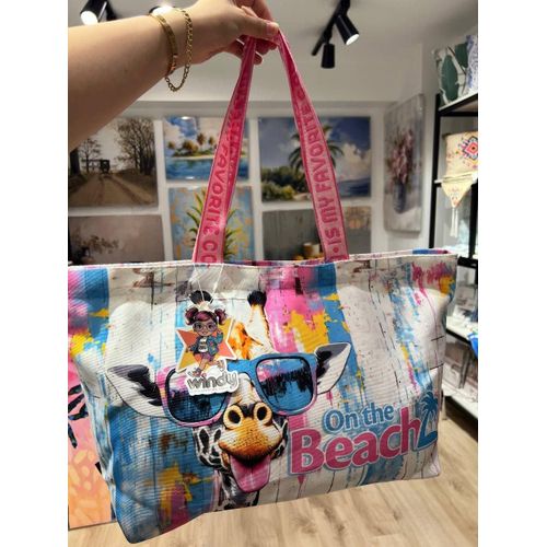 Waterproof Beach Tote Bag with a make-up Clutch Bag - Large Gabardine Beach Bag with High-Quality Double Sided Printing-Perfect For Travel and Summer Vacations